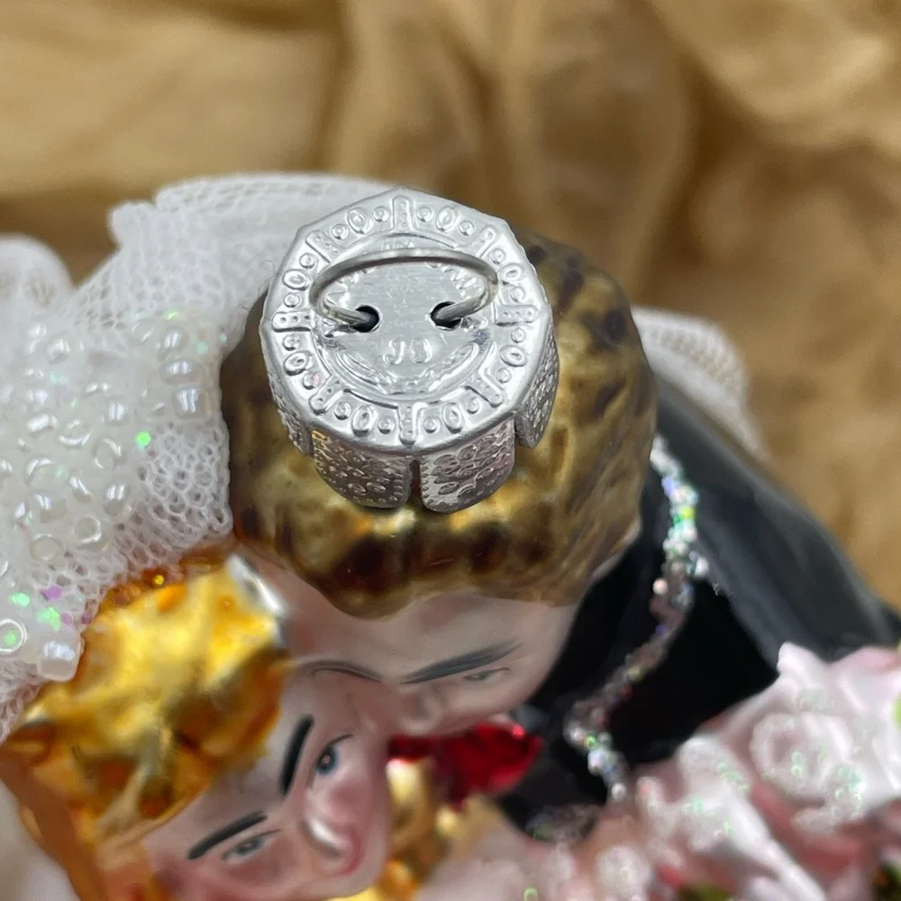 Elegant Bride and Groom Ornament - Silver and Black